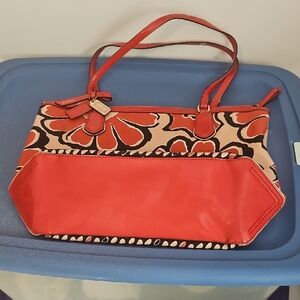 Coach Red and Black Floral Shoulder Bag